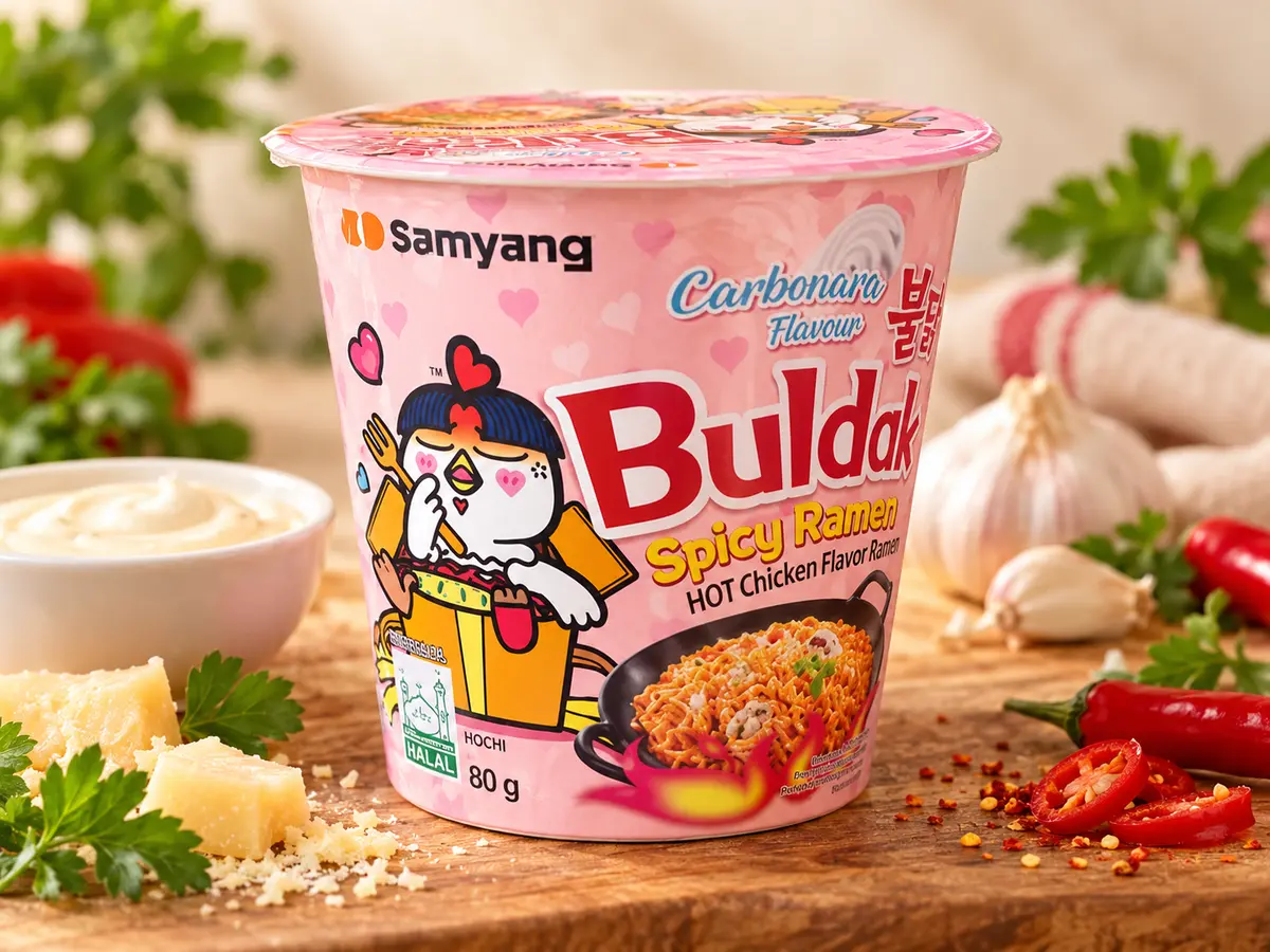 Buldak Carbonara Cup aus dem Sortiment von Asian Shop Wang