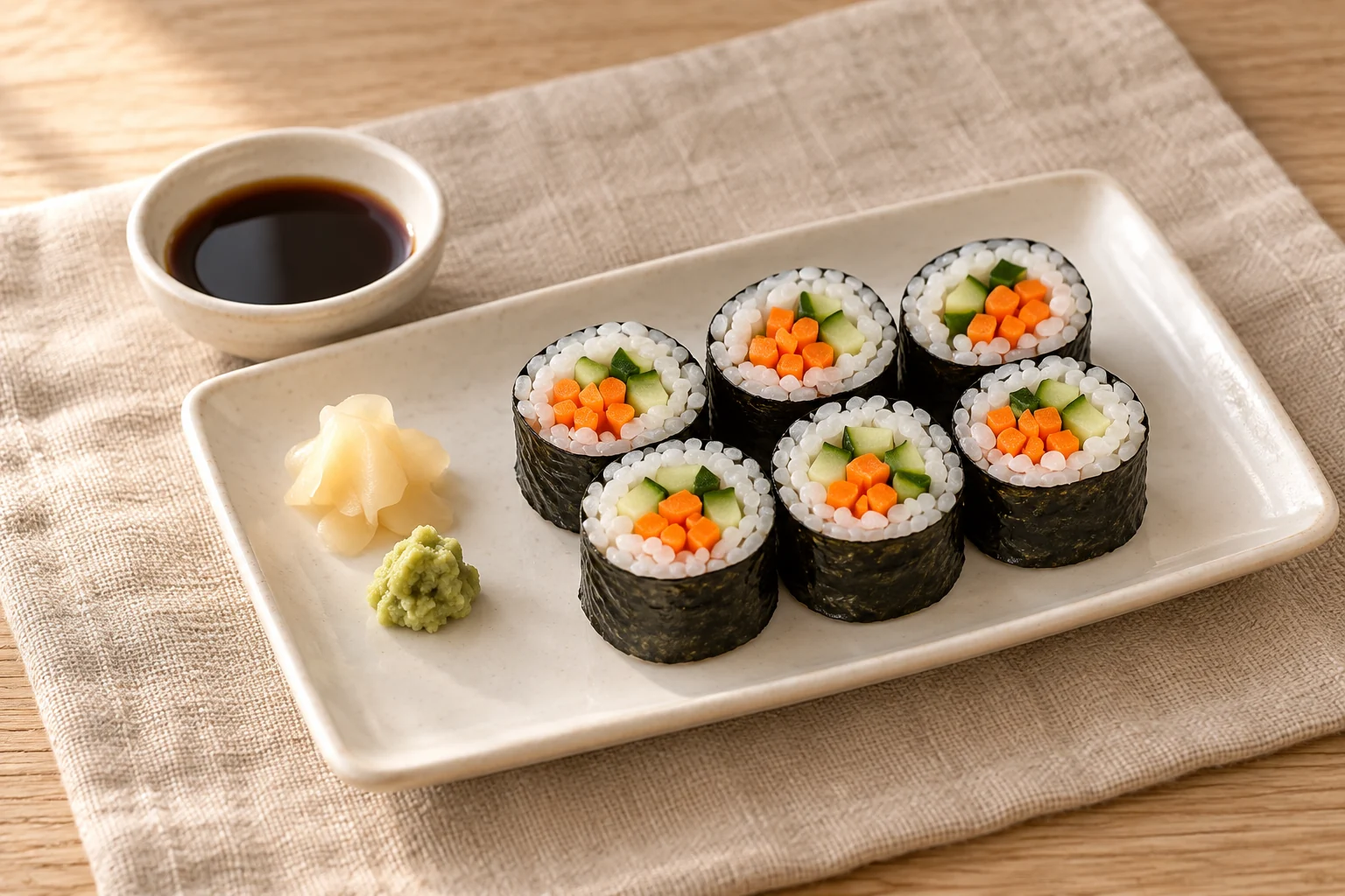 Sushi-Maki mit Gemüse – KI-bearbeitete Rezeptillustration