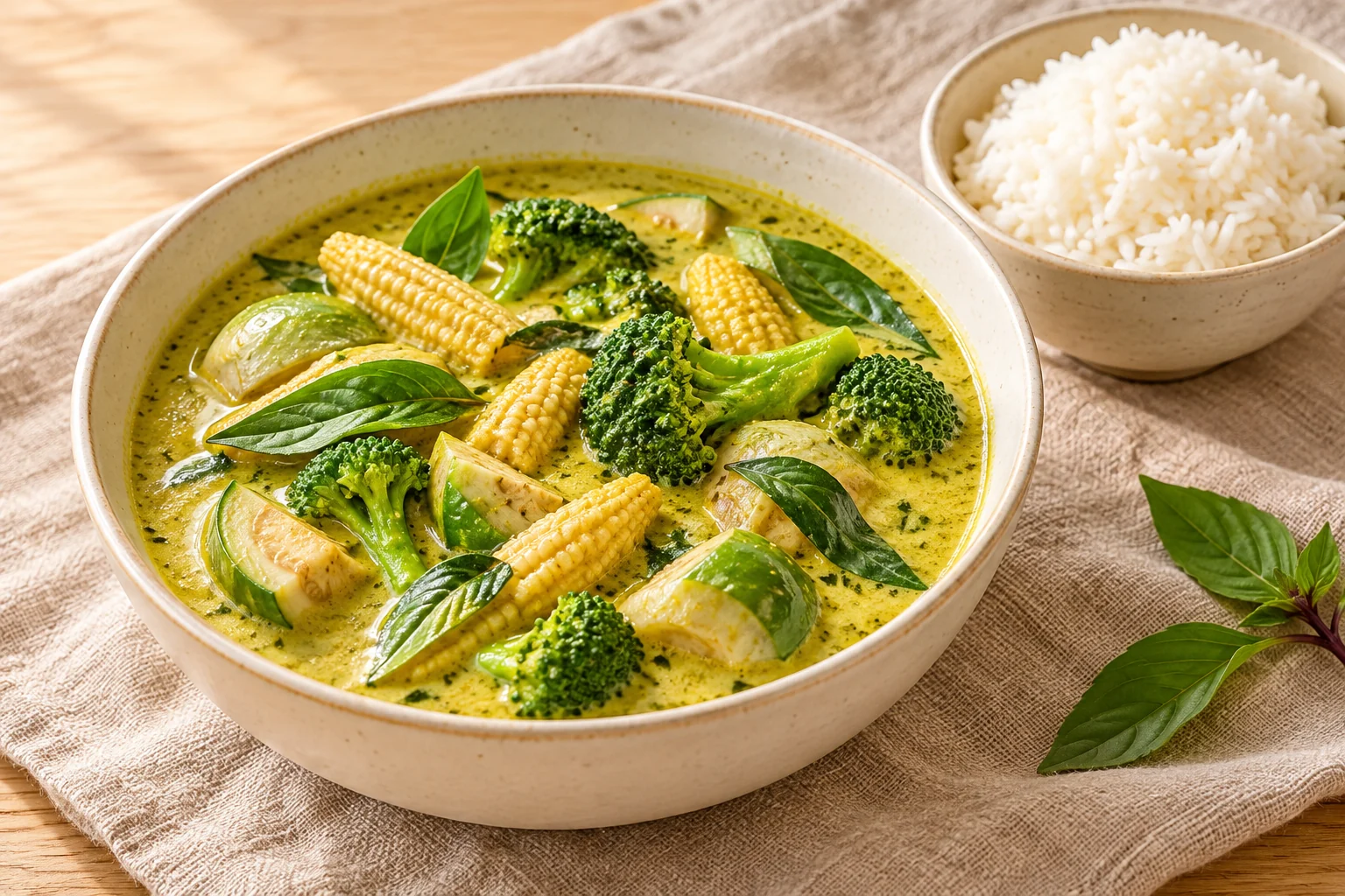 Thai Curry mit Gemüse – KI-bearbeitete Rezeptillustration